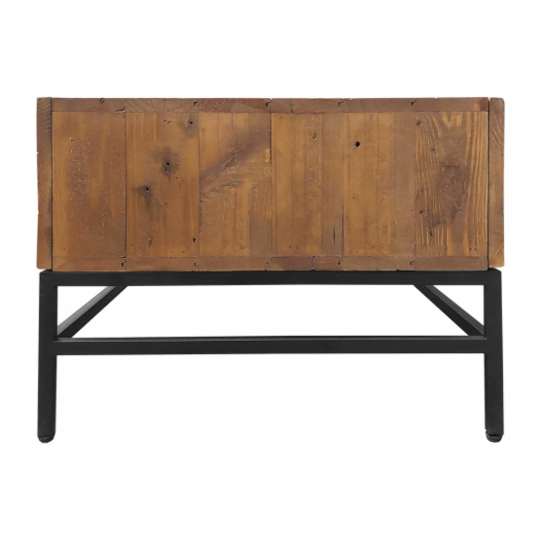 Table basse en bois de pin et métal noir 4 tiroirs - INDUS