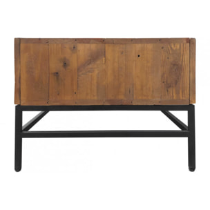 Table basse en bois de pin et métal noir 4 tiroirs - INDUS