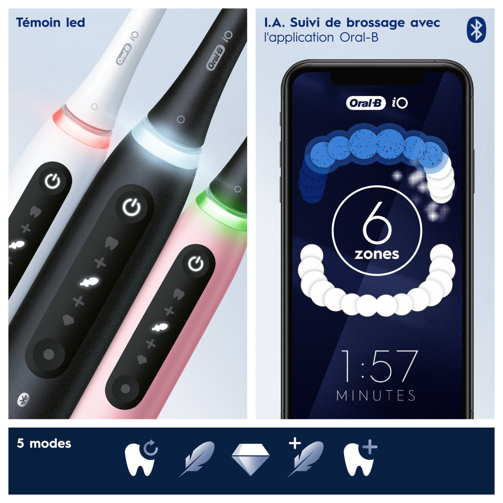 Oral-B iO 5N - Avec Etui de Voyage - Rose - Brosse À Dents Électrique connectée