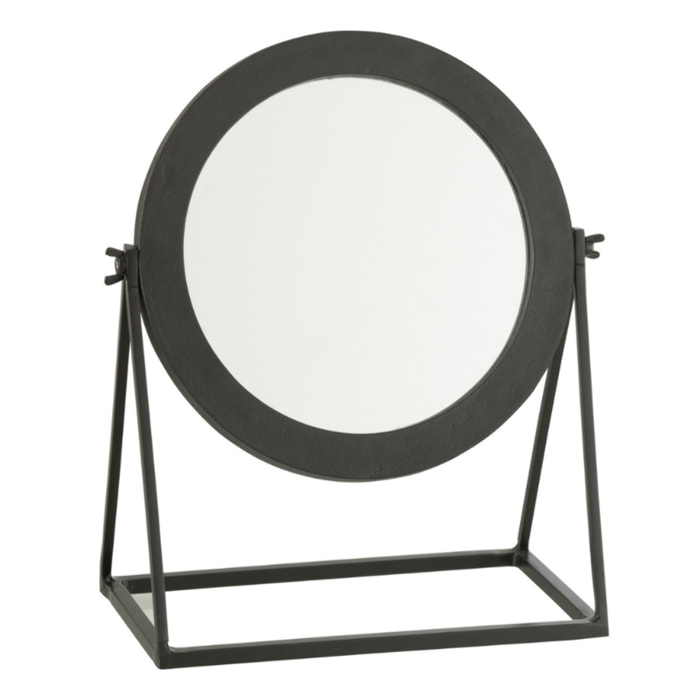 J-Line miroir Rond sur pied - métal - noir - 35 x 30 cm