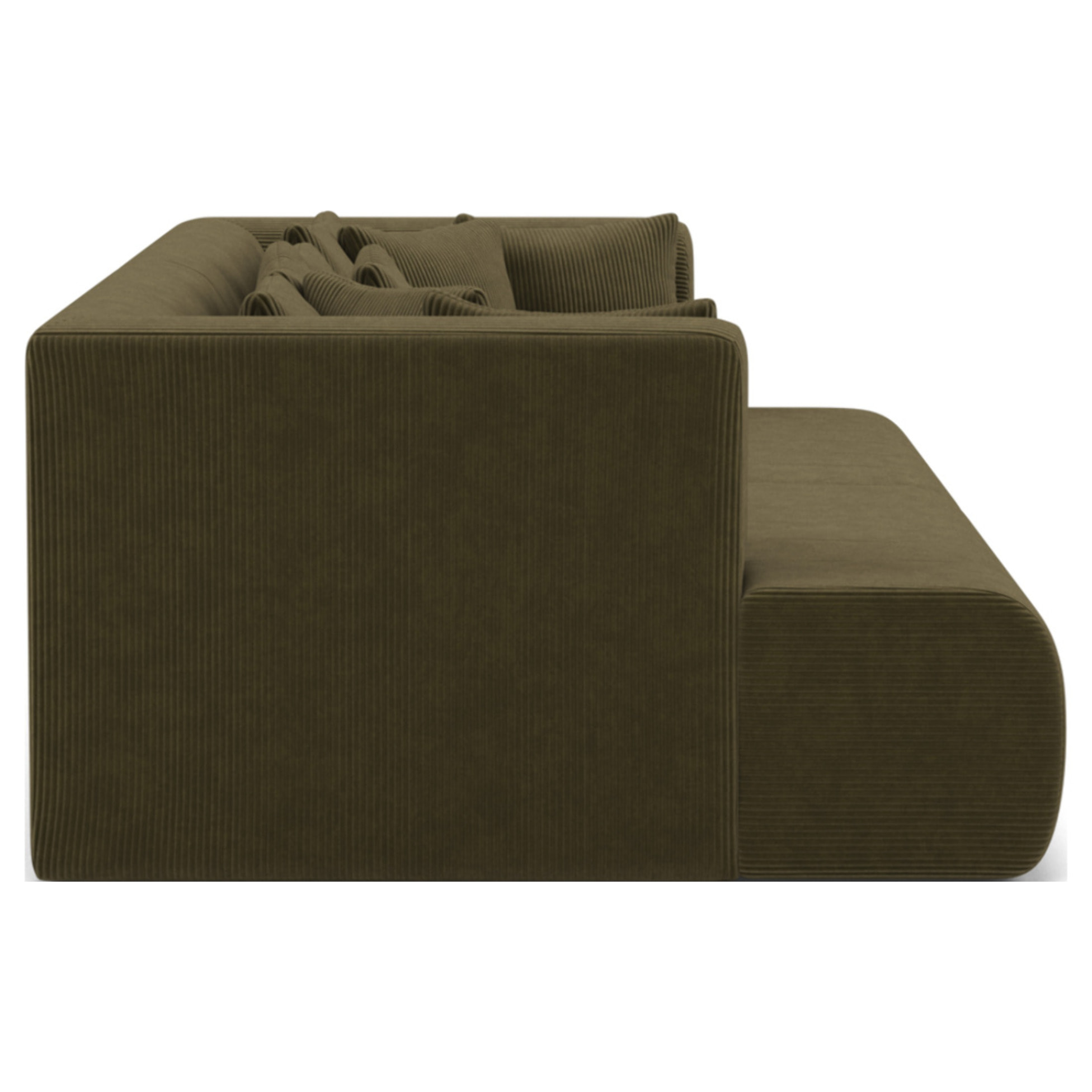 Onyx - canapé droit 4 places avec double méridienne - assise profonde - en velours côtelé - Vert