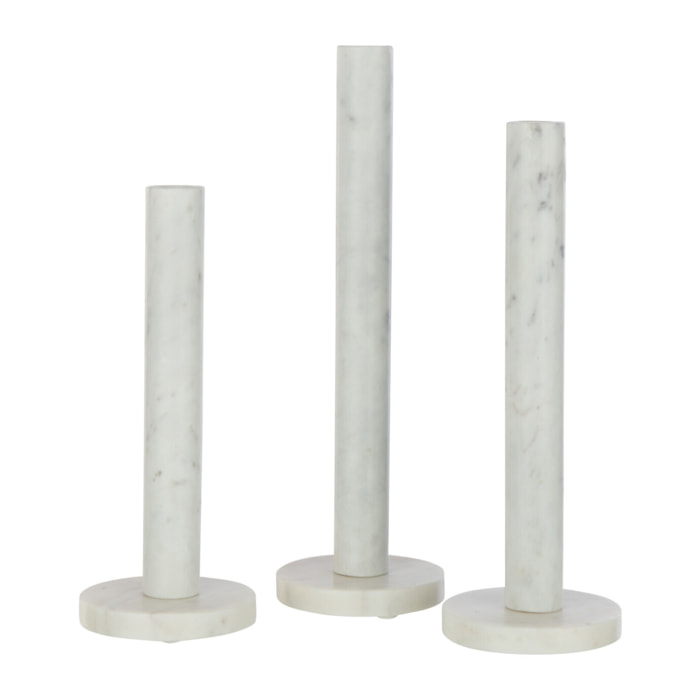 J-Line bougeoir Marbre - pierre - blanc - set de 3
