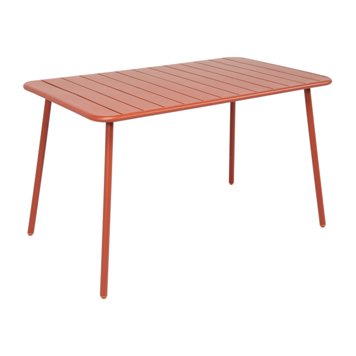 EVORA Table salon de jardin repas 4 à 6 places 120x70cm terracotta