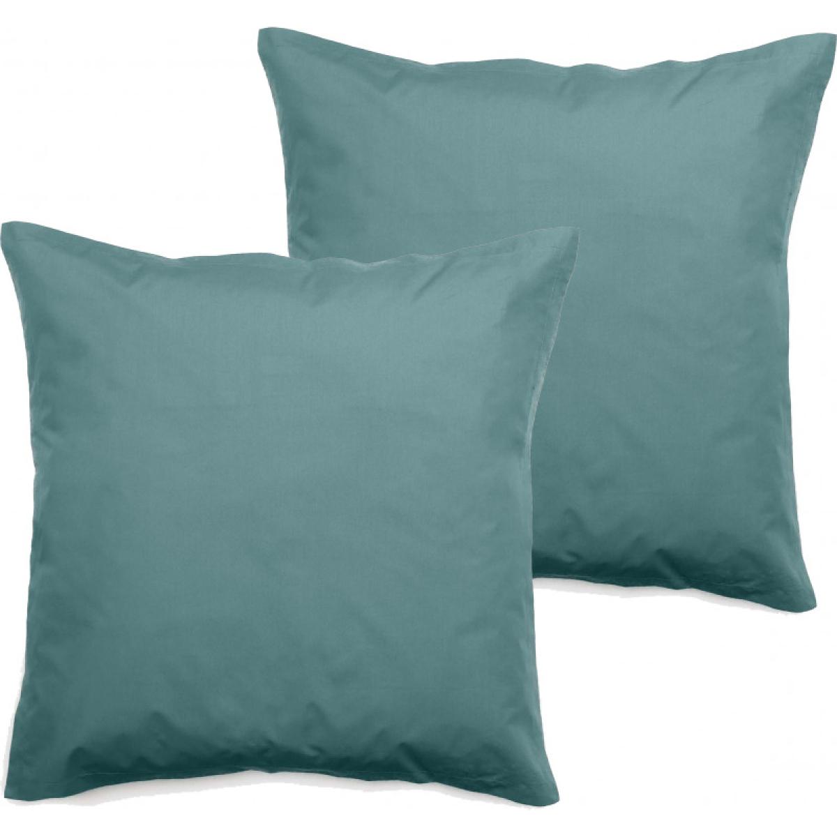 Lot de 2 taies d'oreiller percale pur coton peigné longues fibres 80 fils/cm² Vent du sud - Opale