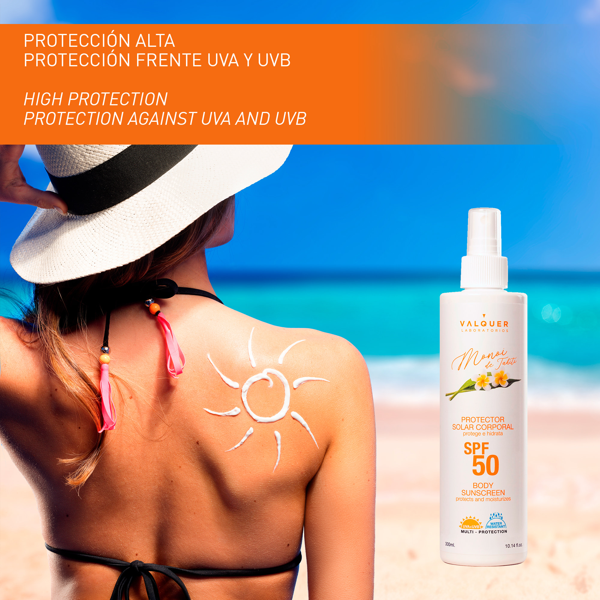 Valquer Protector solar corporal SPF 50 protege e hidrata - 300 ml