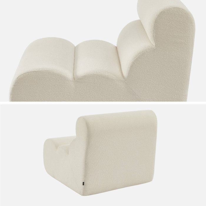 Lot de 2 chauffeuses bouclette texturée blanc 1 place - L 81 x P 99 x H 81cm - Nova
