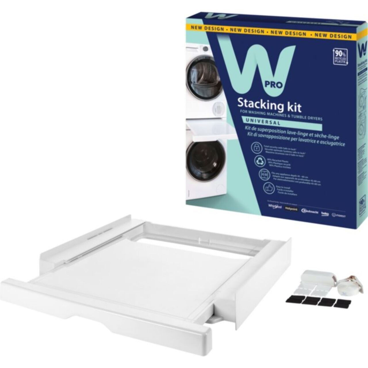 Kit de superposition WPRO colonne avec tablette coulissante