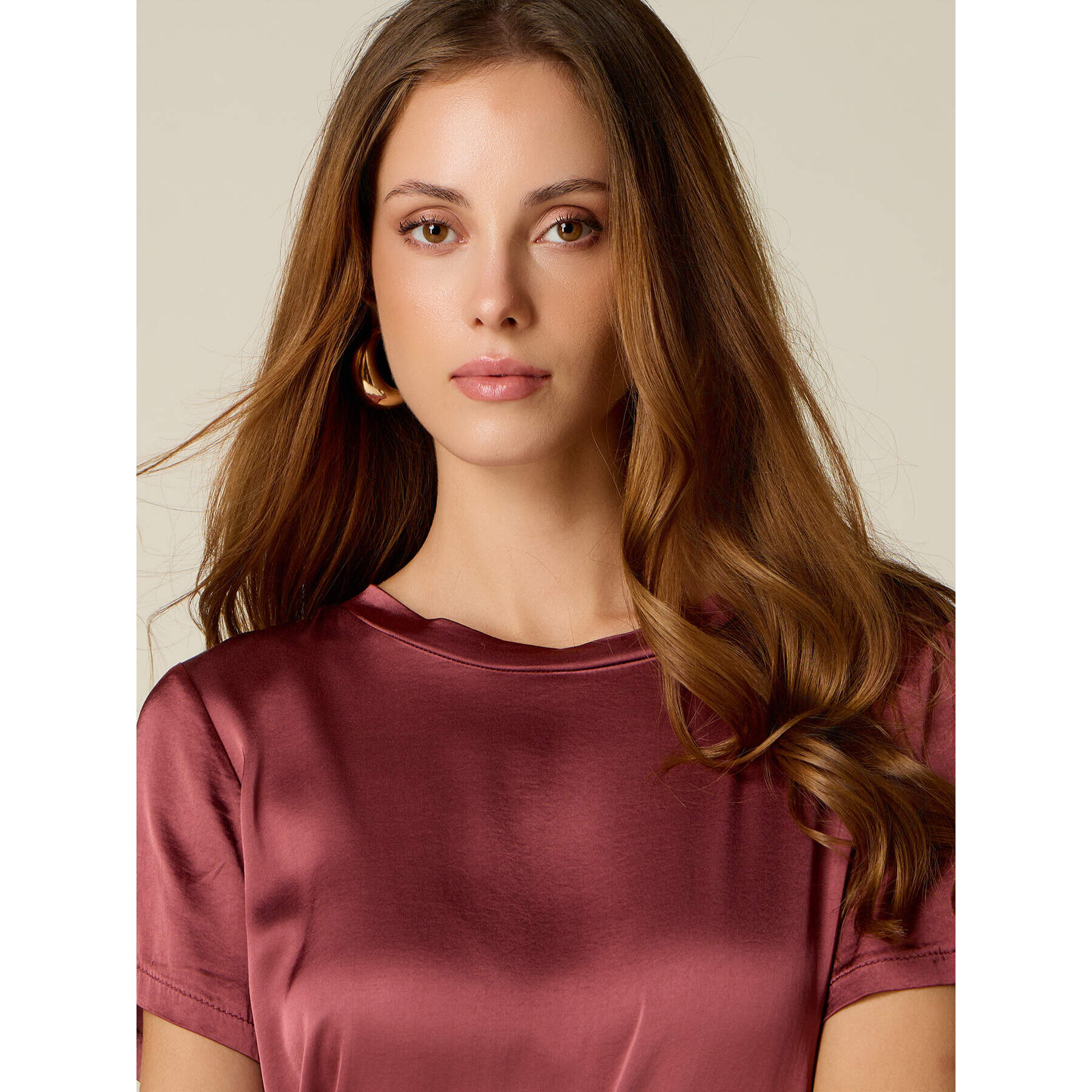 Oltre - Blusa in raso misto viscosa - Bordeaux