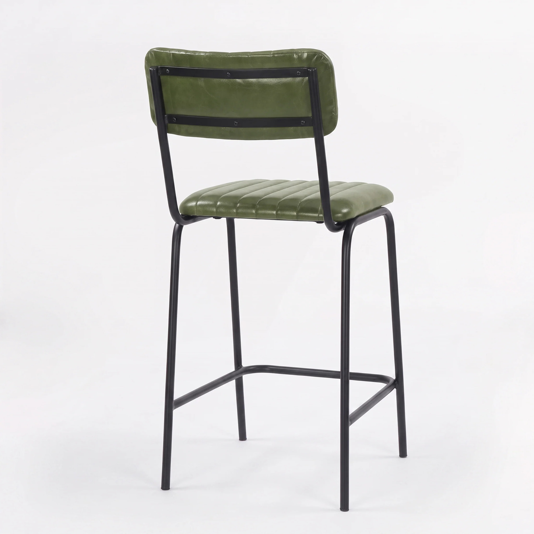 Lot de 2 chaises pour îlot central 65 cm en cuir de buffle vert - Arsène