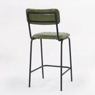 Lot de 2 chaises pour îlot central 65 cm en cuir de buffle vert - Arsène