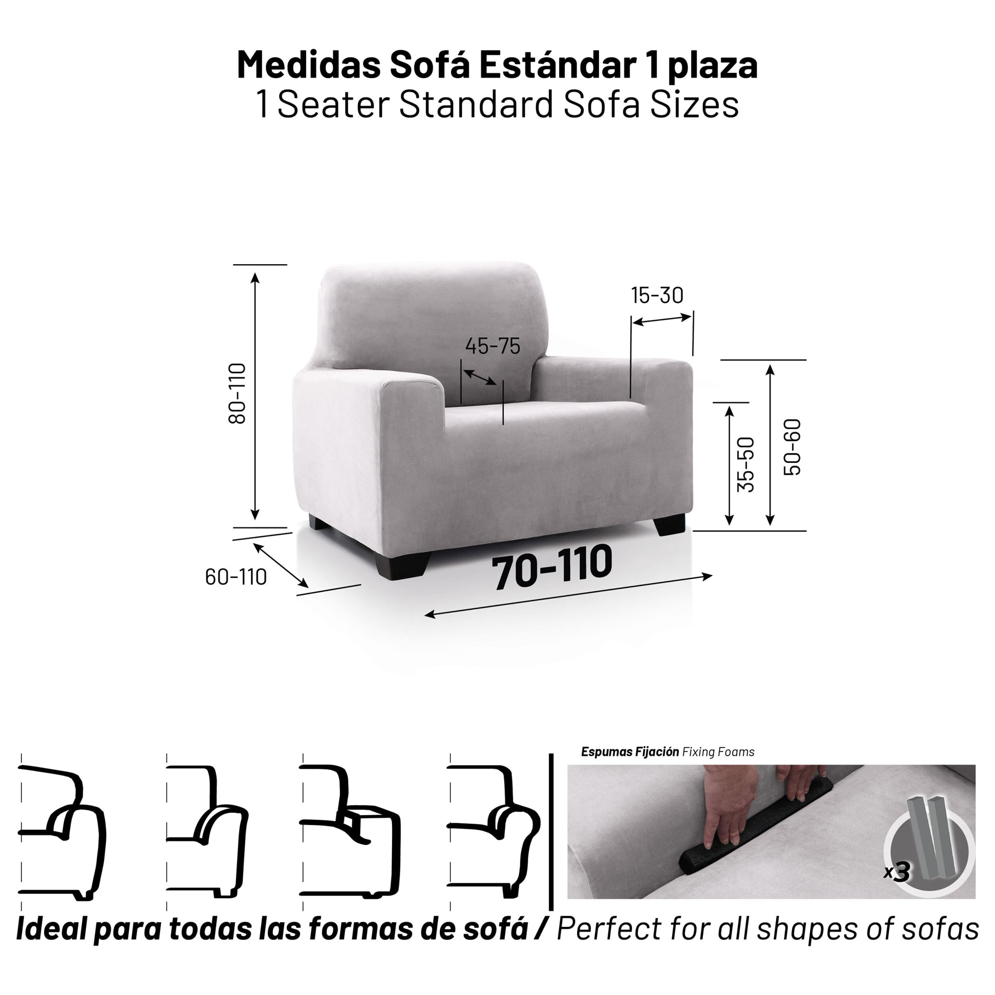 Funda de sofá TERCIOPELO ANTI MANCHAS Multi elástica modelo VERONICA