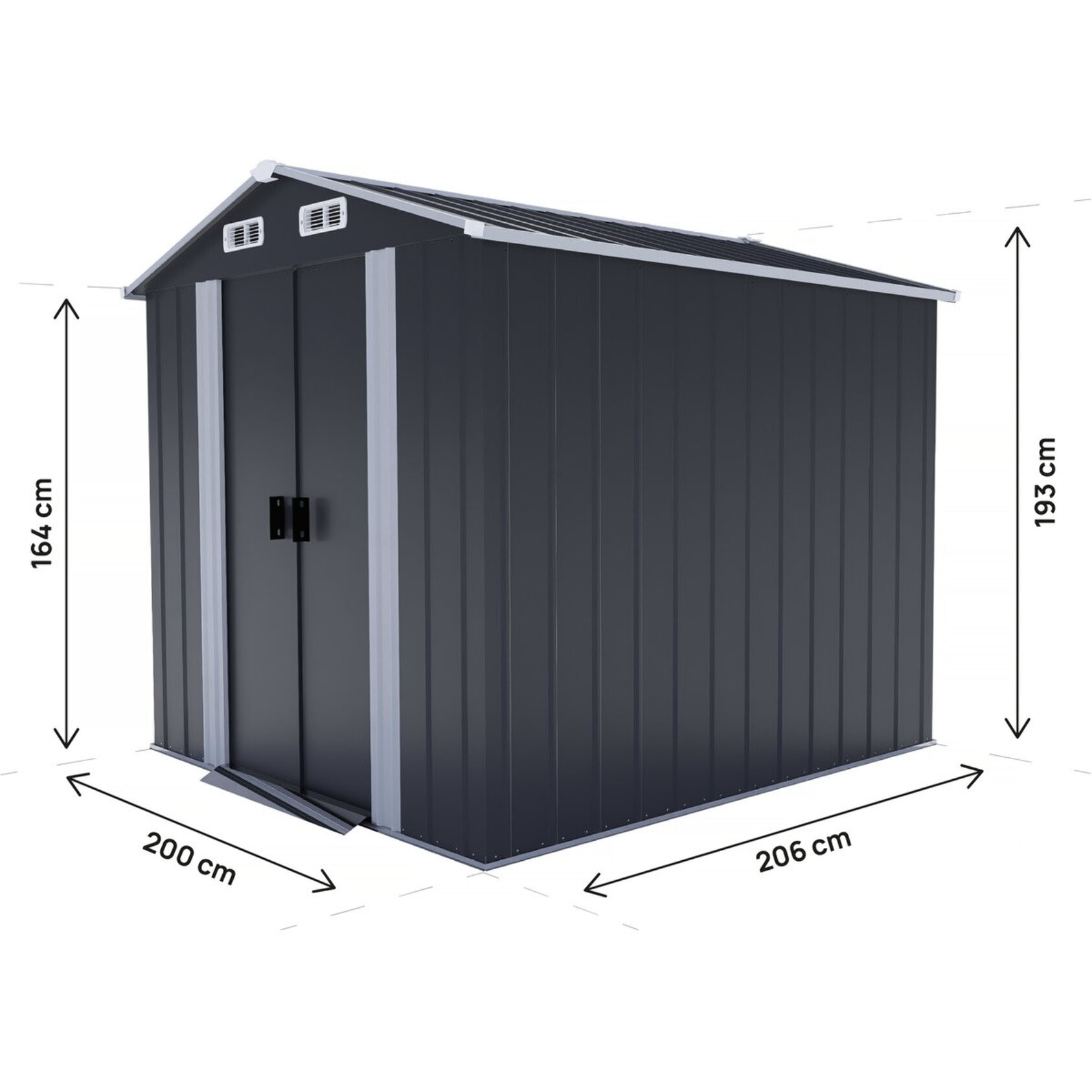 Abri de jardin métal avec portes coulissantes "Boston" - 4.12 m² - Gris