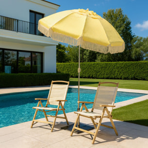 Chaise de plage en toile jaune à rayures PLAYA