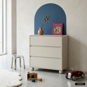 Commode enfant décor bois laqué 3 tiroirs NOUSHKA