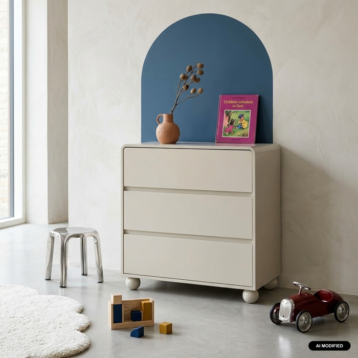 Commode enfant décor bois laqué 3 tiroirs NOUSHKA