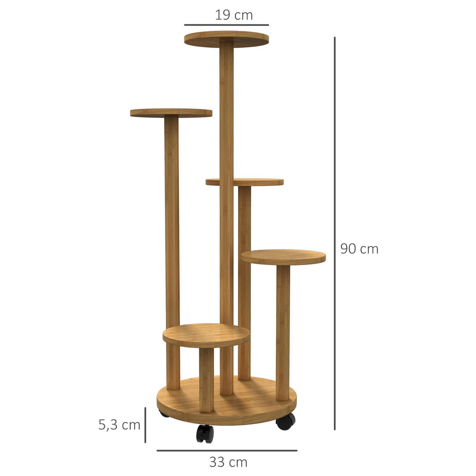 Étagère à plantes support à plantes 5 niveaux bambou