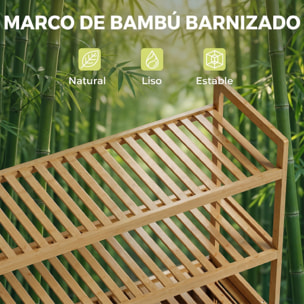 Mueble Ropa Sucia de Bambú, 2 en 1, Mueble de Baño con 2 Cestos para Ropa Sucia Inclinables 38,7 L y 3 Estantes, para Cocina, Salón, 80x30x118 cm, Roble