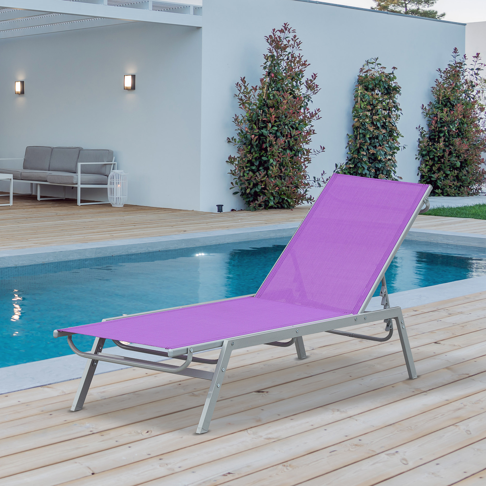 Bain de soleil transat design contemporain dossier inclinable multi-positions