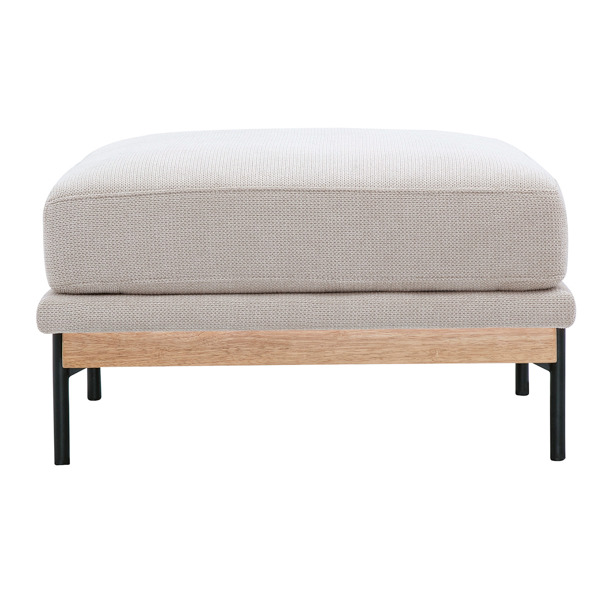 Pouf repose pieds en tissu chenille beige et métal noir TODD