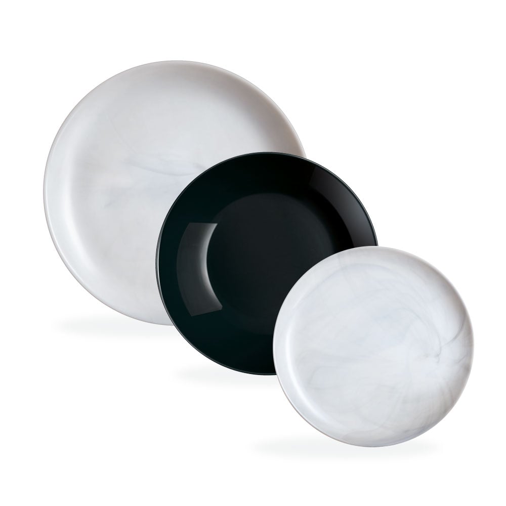 Vajilla 18 piezas efecto mármol y negro DIWALI - Luminarc