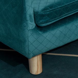 Canapé chien lit pour chien design scandinave coussin moelleux pieds bois massif dim. 64 x 45 x 36 cm velours bleu canard