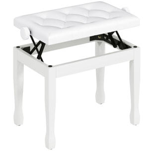 Banquette piano tabouret siege hauteur reglable blanc bois revêtement synthétique