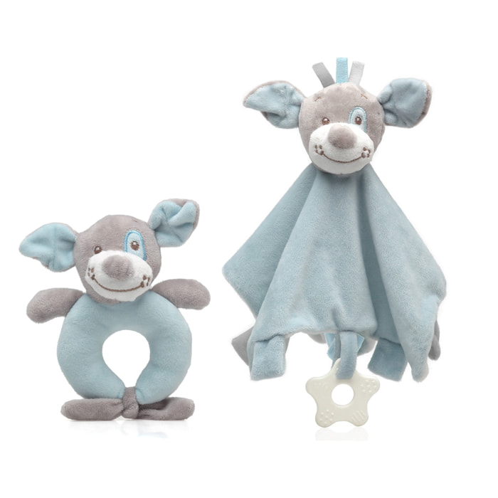 SET AZUL DOUDOU Y SONAJERO PERRITO