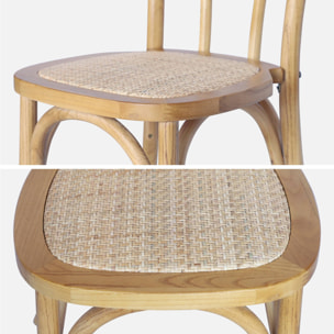 Chaise vintage bois et rotin (lot de 4) BASTILLE