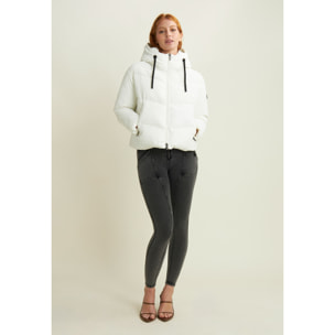 Piumino cropped donna con collo alto e coulisse regolabile