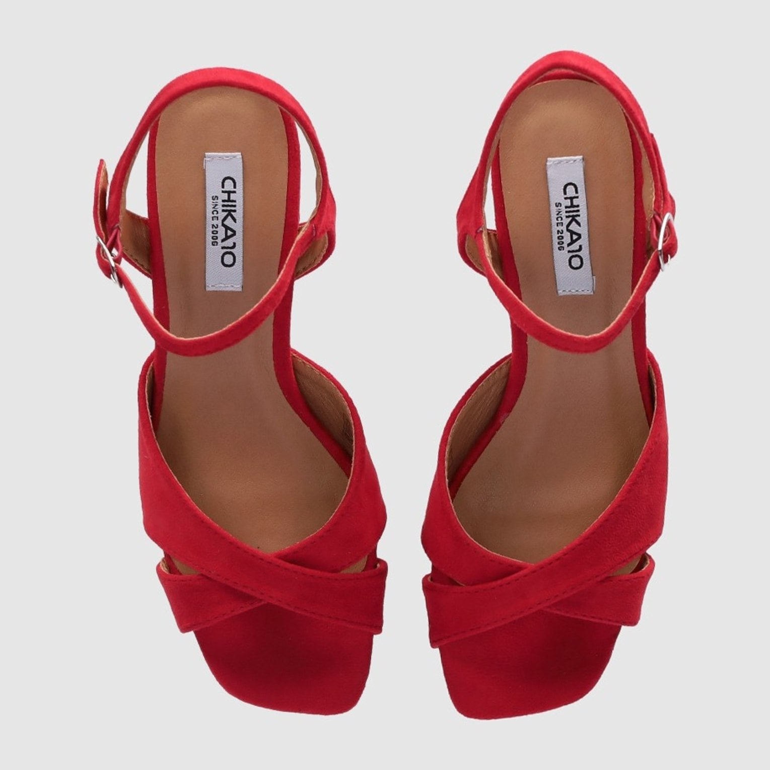 Sandalias de Tejido - Rojo - Tacón: 8 cm