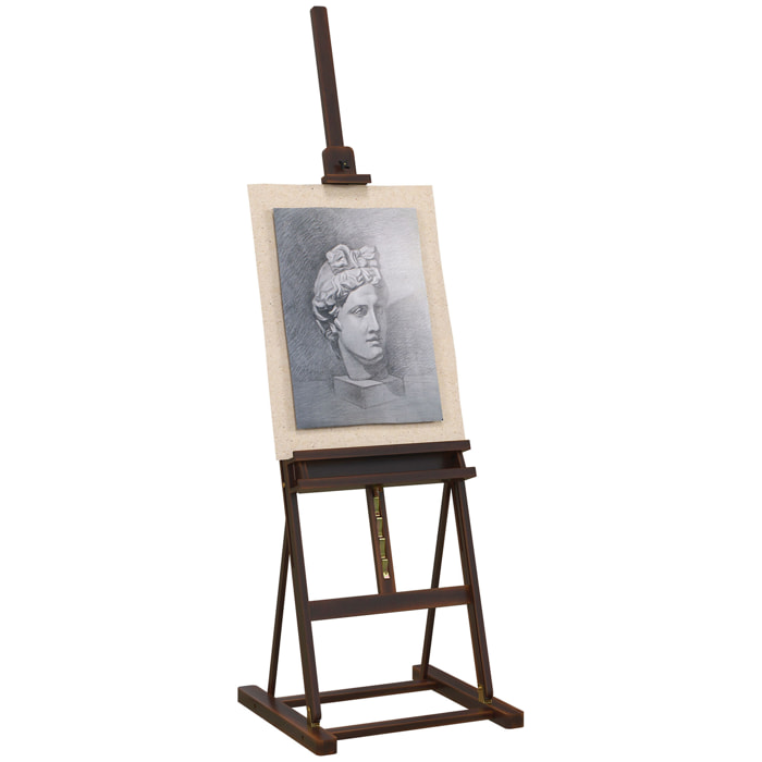 Caballete de Pintura, 230 cm, Caballete de Madera con Altura y Ángulo Ajustables, Almacenamiento, para Adultos, Artistas, Pintor, Estudiantes, Marrón