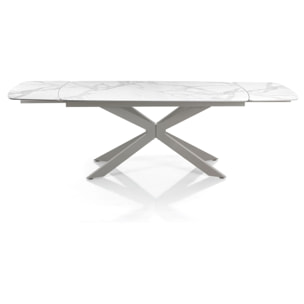 Tomasucci GEMY 160 MARBRE BLANC - PLATINE table ovale extensible