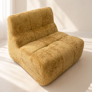 Canapé modulable 3 places en tissu chenille entrelacé ocre VOLTA