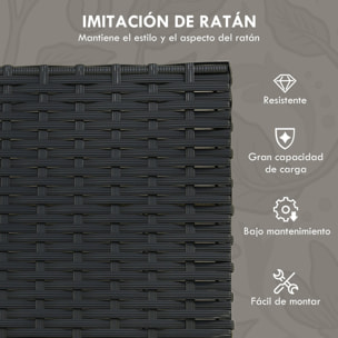 Conjunto de Muebles de Jardín de Ratán Sintético Juego de Sofás Exterior de 5 Piezas con 2 Sofás Individuales 1 Sofá Doble y 2 Mesas de Centro para Patio Terraza Negro