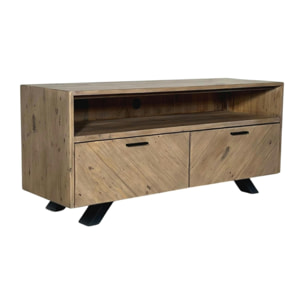 Meuble tv avec rangement bois recyclé VITTORIA