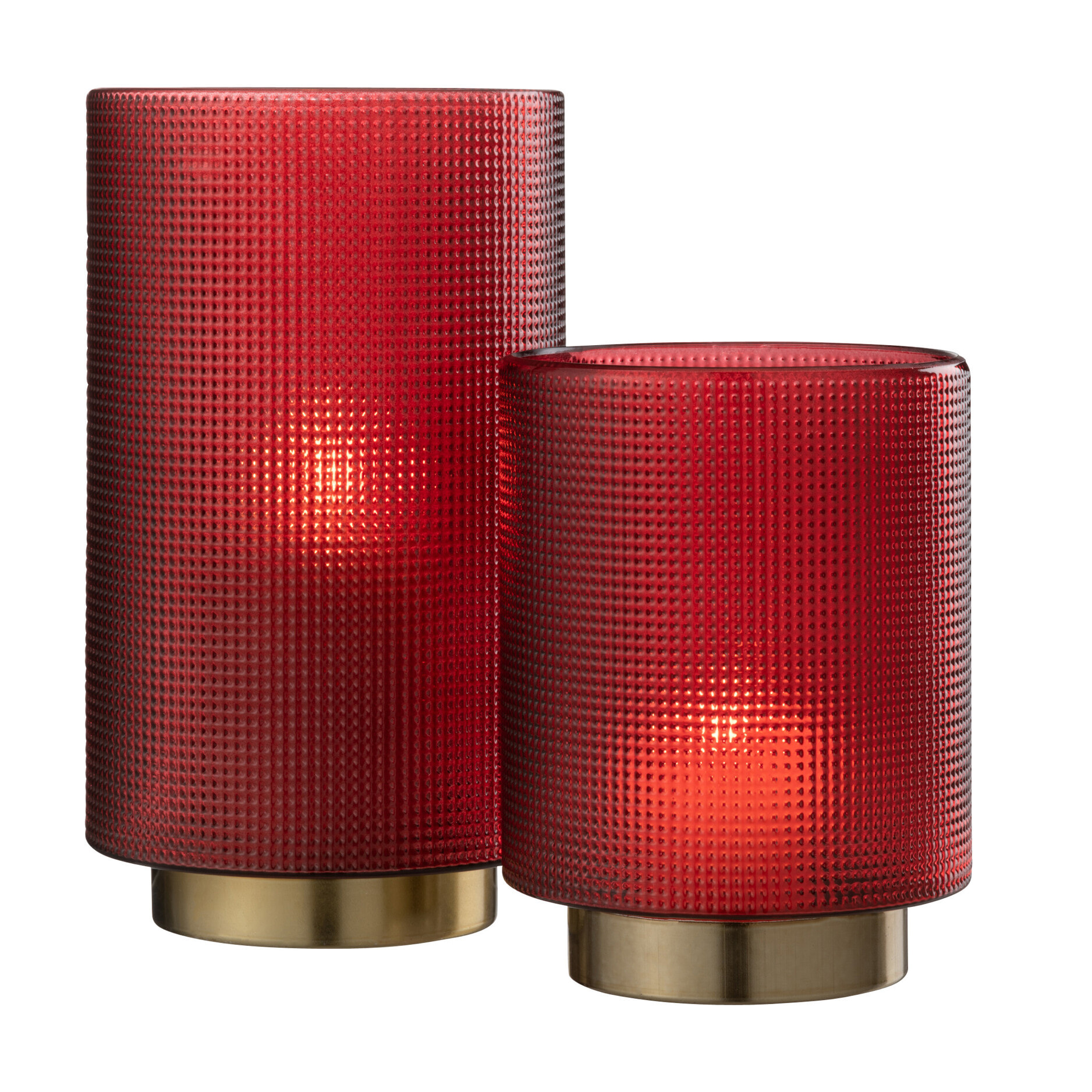 J-Line photophore Quadrillé - verre - rouge/or - large