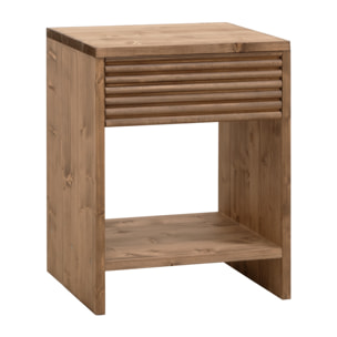 Table de chevet en bois massif avec un tiroir en ton chêne foncé en différentes tailles