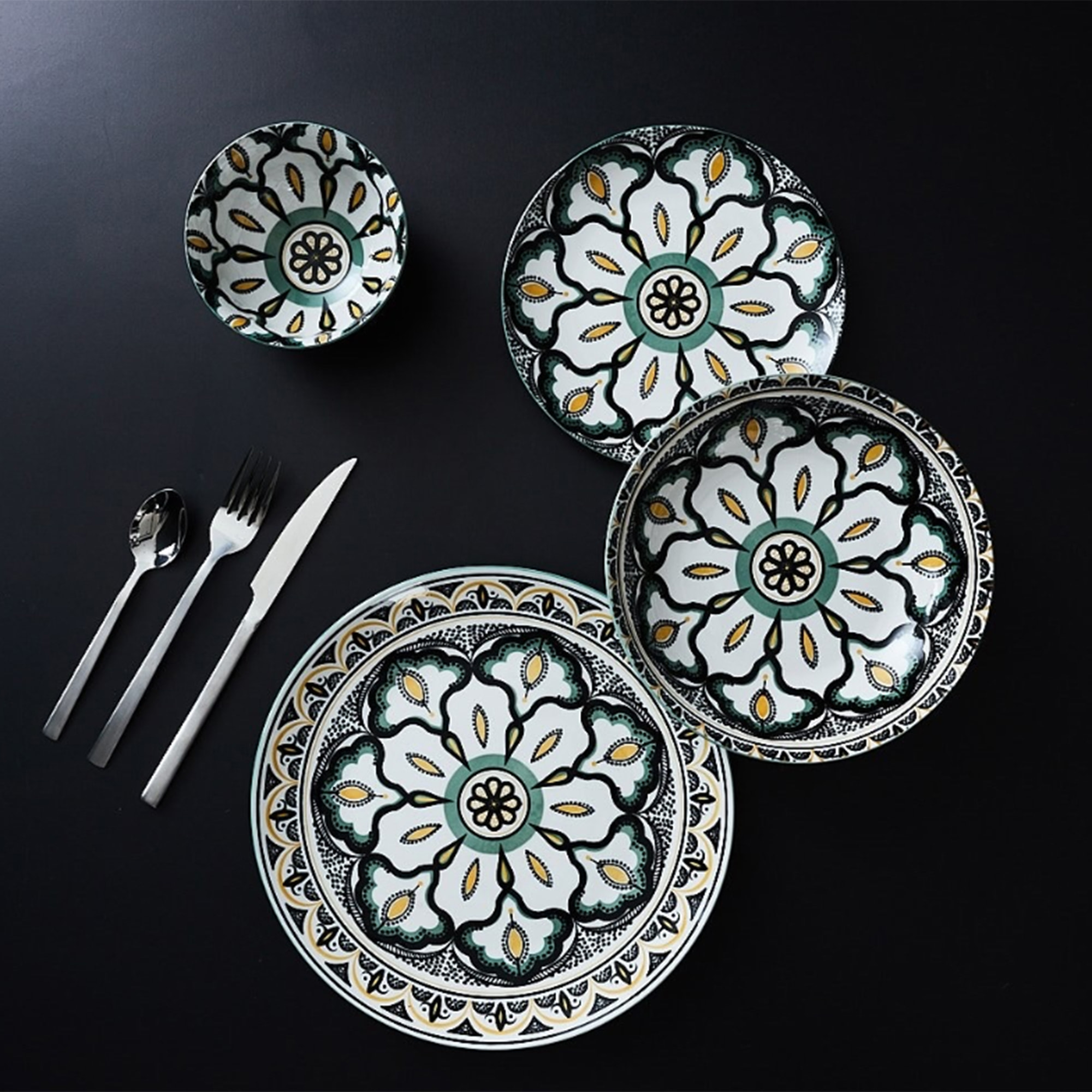 Coupelle Mandala Vert D15cm8