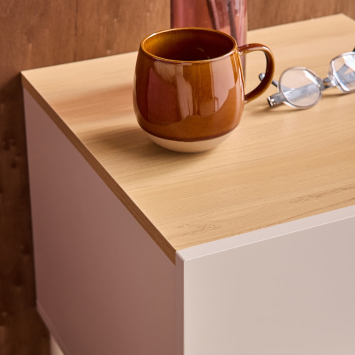 Table de chevet décor bois piétement métal 1 tiroir 1 niche  ASHTON
