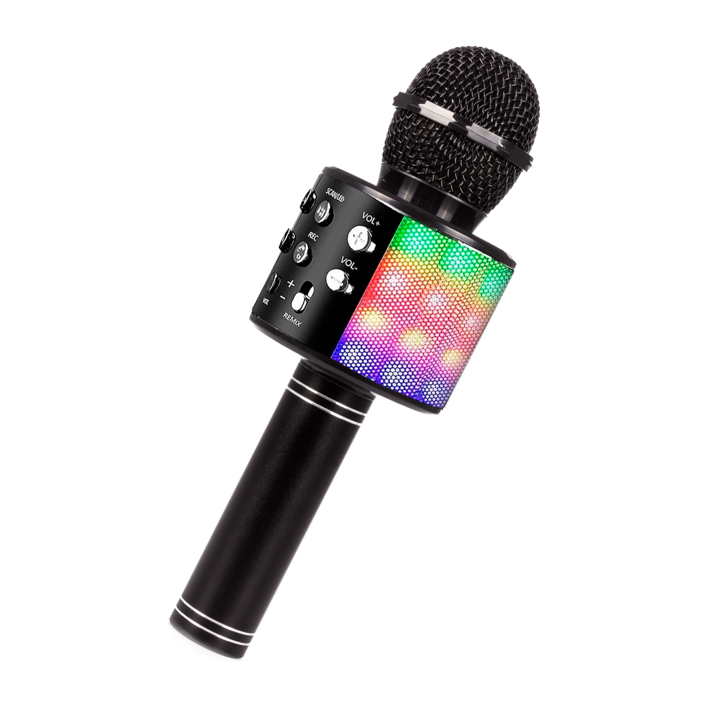 Microfono Karaoke multifunzione con luci e altoparlante integrato.