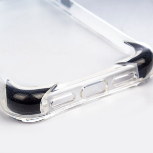 Custodia trasparente con rilievo protettivo per fotocamera, angoli rinforzati neri, antiurto e antifingerprint Magsafe per iPhone 17 Pro.