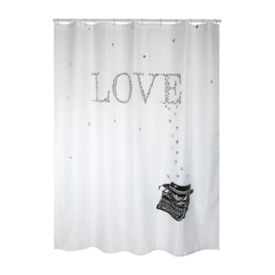 Rideau de douche Polyester TYPE WRITER 180x200cm QUALITE PREMIUM Noir & Blanc - Anneaux inclus MSV