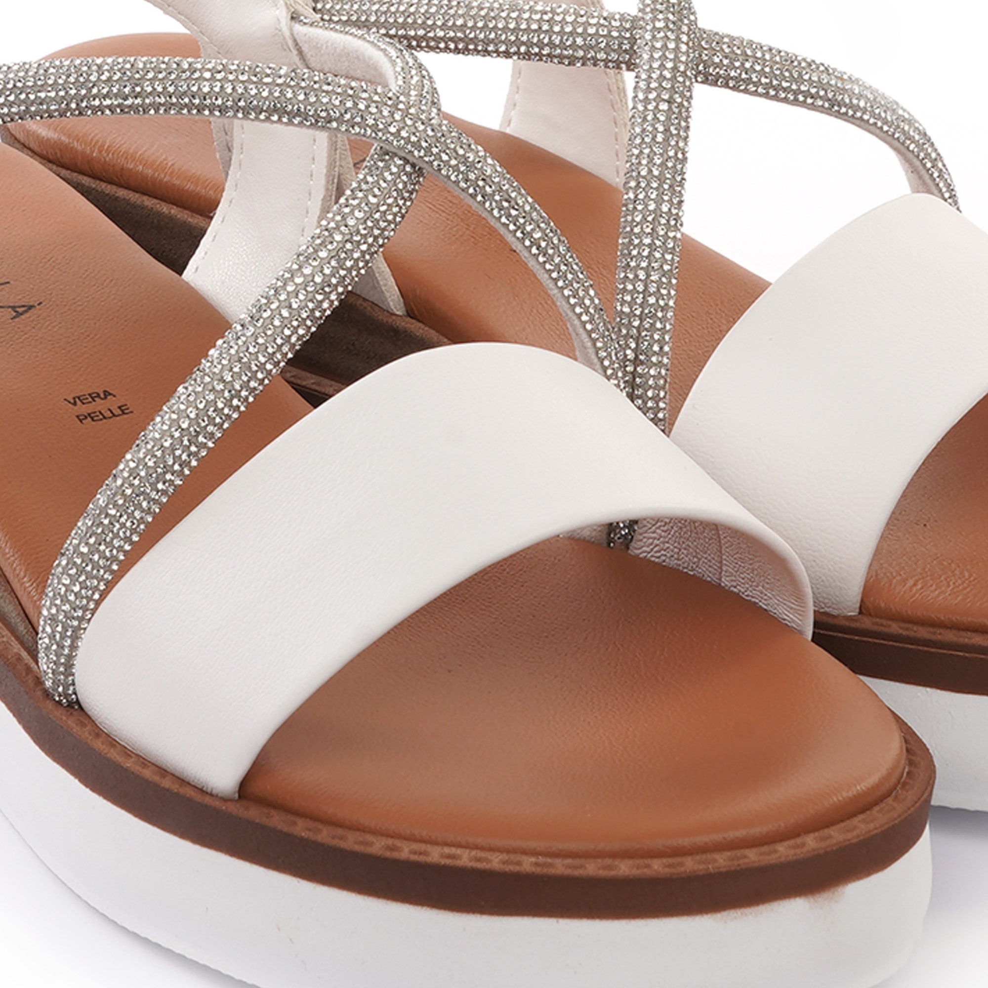 SANDALO ZEPPA BRILLANTINI BIANCO