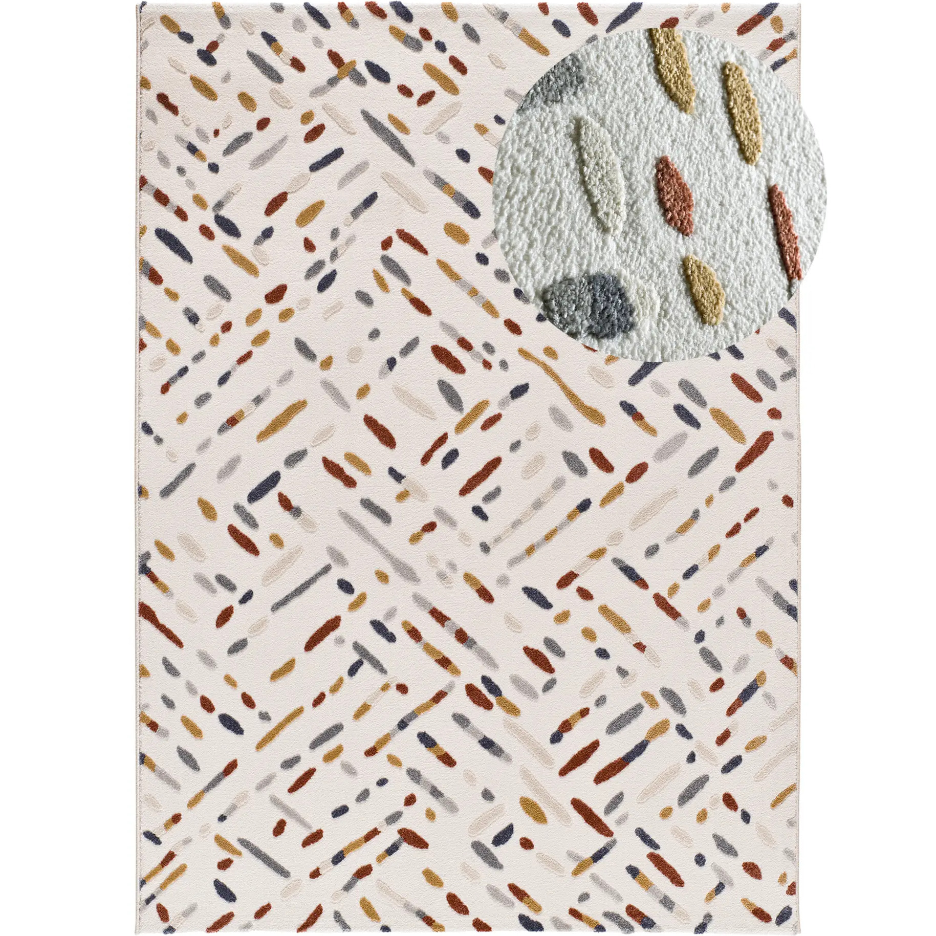 AMARA Alfombra geométrica con relieve multicolor, varias medidas disponibles.