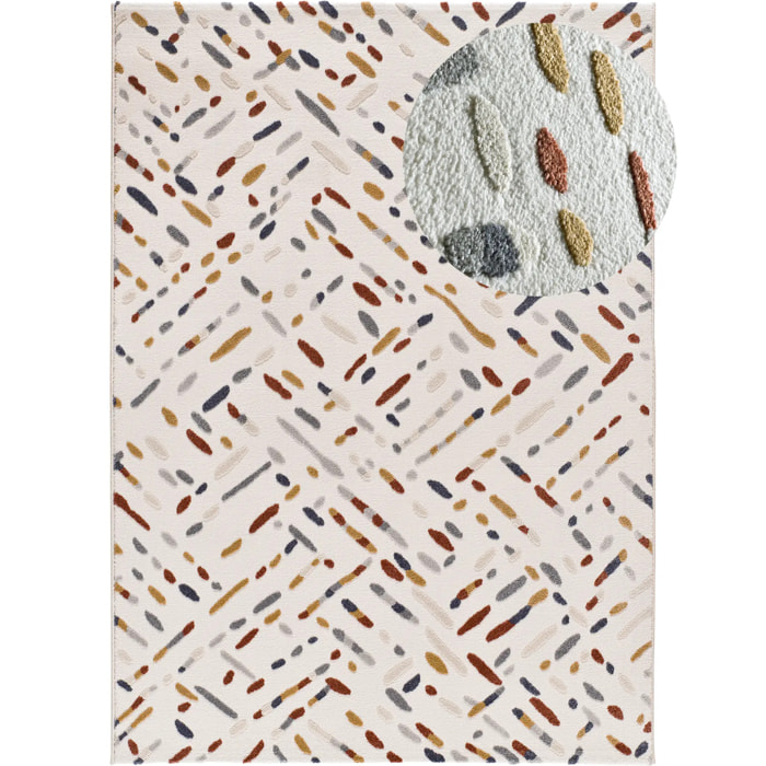 AMARA Alfombra geométrica con relieve multicolor, varias medidas disponibles.