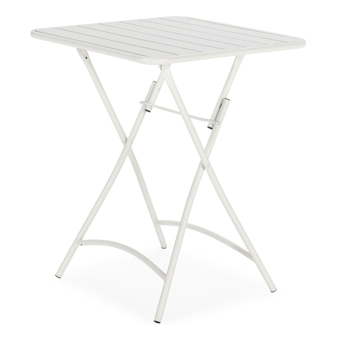 Mesa de Jardín Plegable Perla de Metal en Blanco