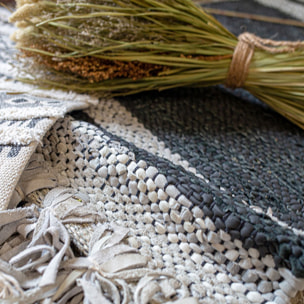 Tapis en cuir recyclé noir et gris 60x80cm