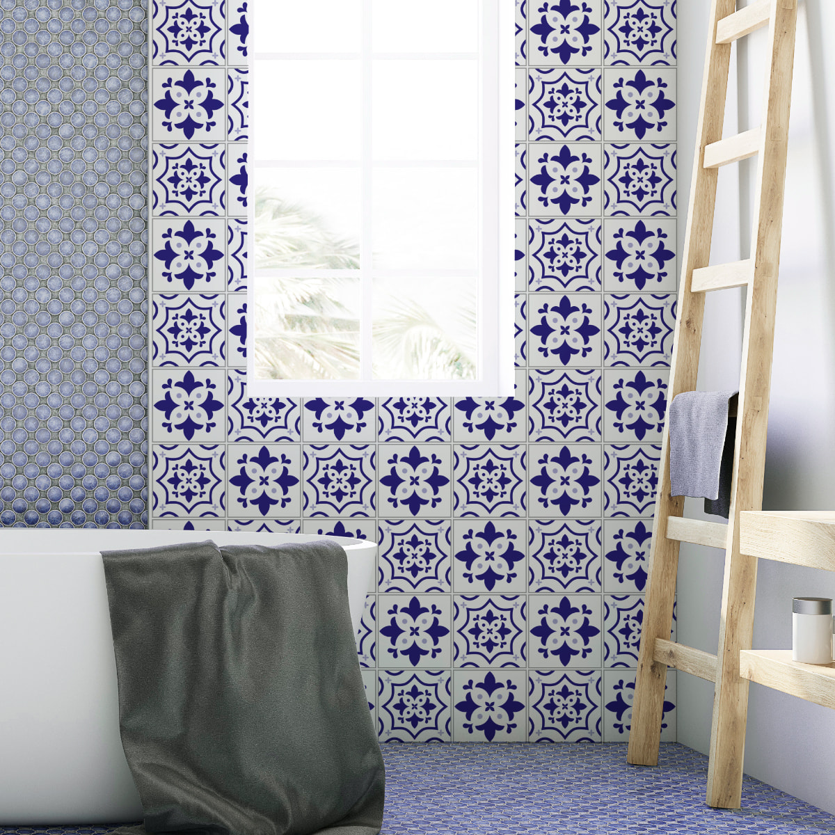 Stickers muraux - Sticker Mural Carrelage adhésif Cuisine Salle de Bain - 24 STICKERS CARRELAGES AZULEJOS LUPE