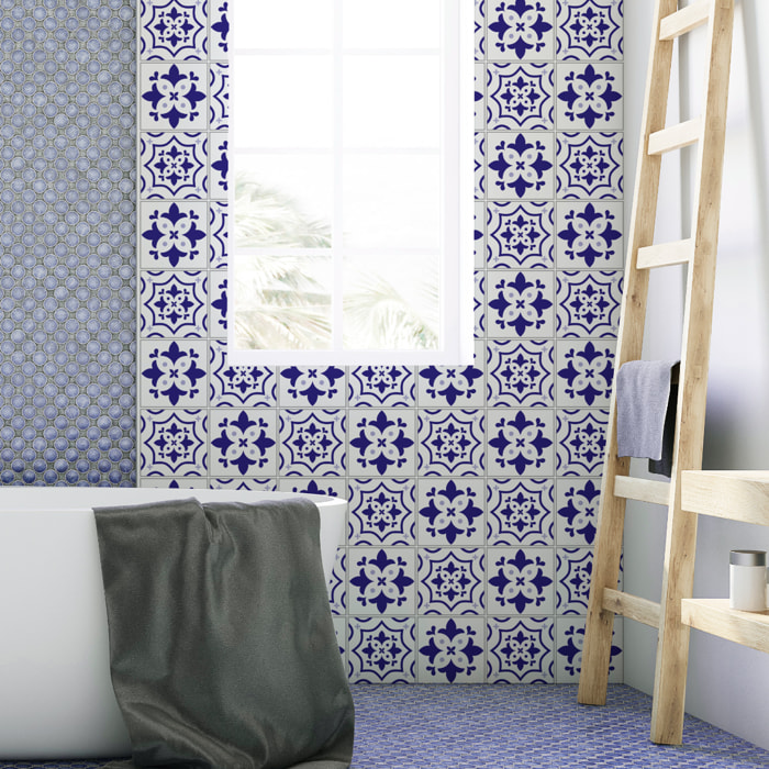 Stickers muraux - Sticker Mural Carrelage adhésif Cuisine Salle de Bain - 24 STICKERS CARRELAGES AZULEJOS LUPE