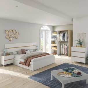 Dormitorio Ezra 3C Plus V2 Blanco Artik (Blanco Mate) - Roble Nodi